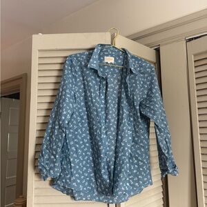 Sezane Blue Floral Button-Up Shirt size 42